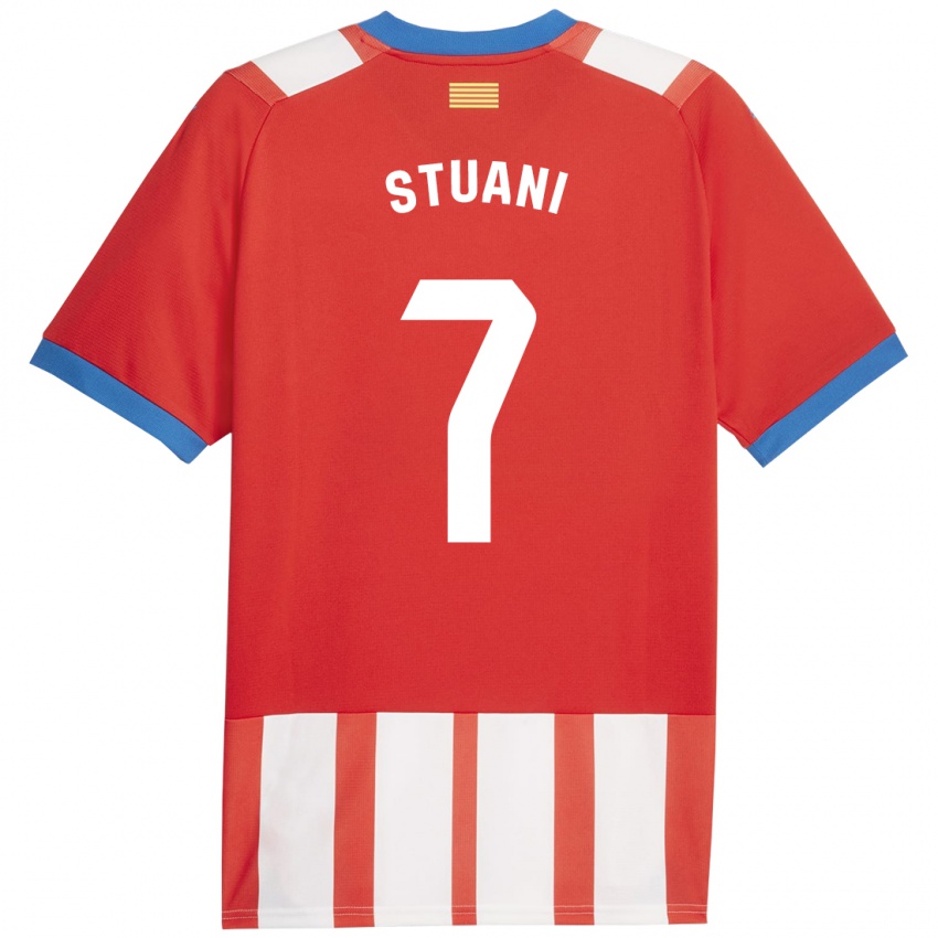 Hombre Camiseta Cristhian Stuani #7 Rojo Blanco 1ª Equipación 2023/24 La Camisa