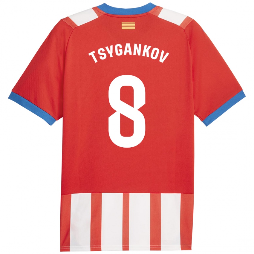 Hombre Camiseta Viktor Tsygankov #8 Rojo Blanco 1ª Equipación 2023/24 La Camisa