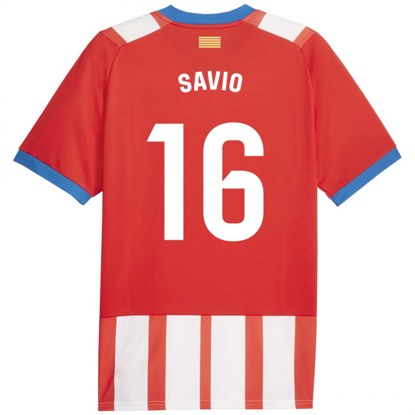 Hombre Camiseta Savio #16 Rojo Blanco 1ª Equipación 2023/24 La Camisa