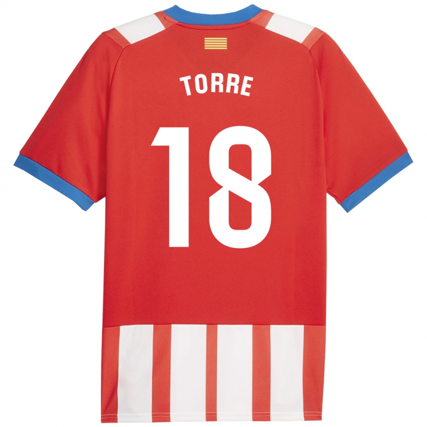 Hombre Camiseta Pablo Torre #18 Rojo Blanco 1ª Equipación 2023/24 La Camisa