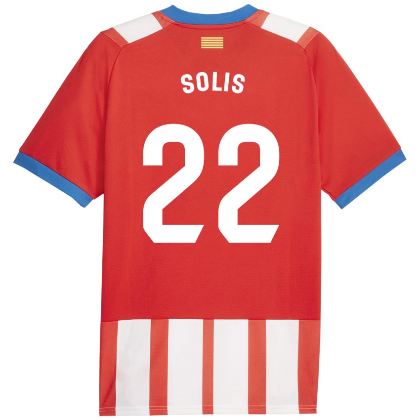 Hombre Camiseta Jhon Solís #22 Rojo Blanco 1ª Equipación 2023/24 La Camisa