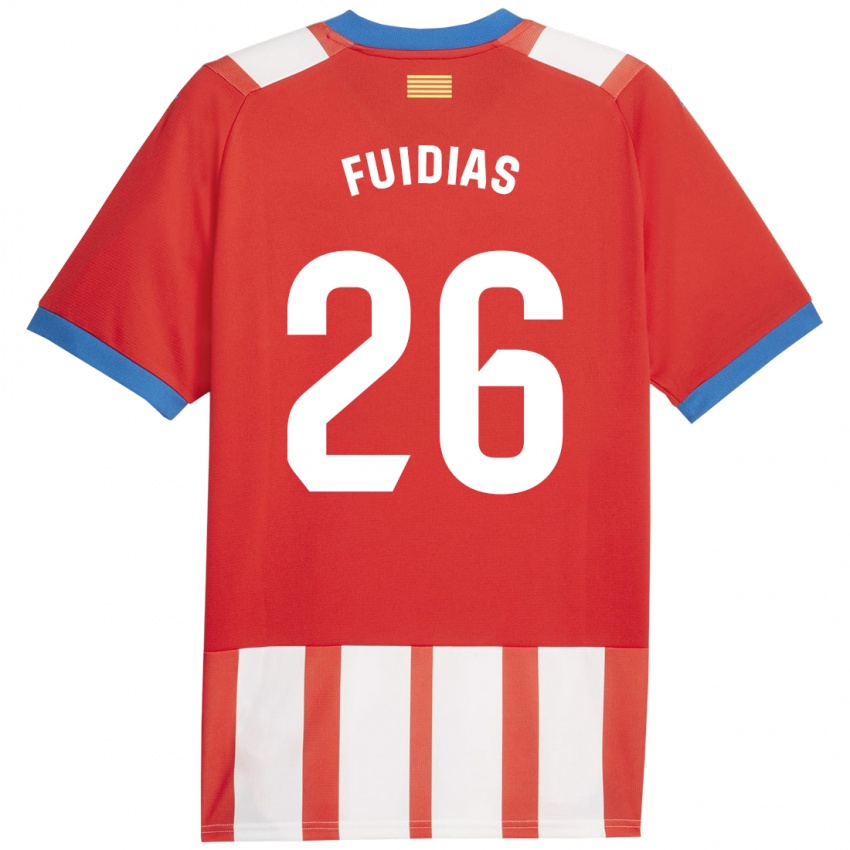 Hombre Camiseta Toni Fuidias #26 Rojo Blanco 1ª Equipación 2023/24 La Camisa