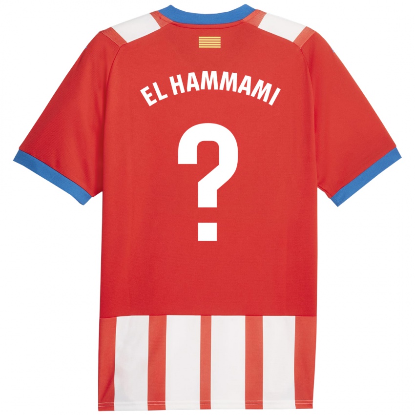 Hombre Camiseta Ayoub El Hammami #0 Rojo Blanco 1ª Equipación 2023/24 La Camisa
