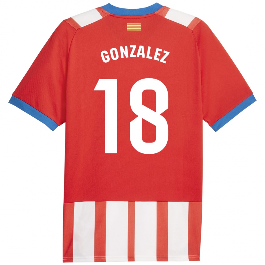 Hombre Camiseta Gerard Gonzalez #18 Rojo Blanco 1ª Equipación 2023/24 La Camisa