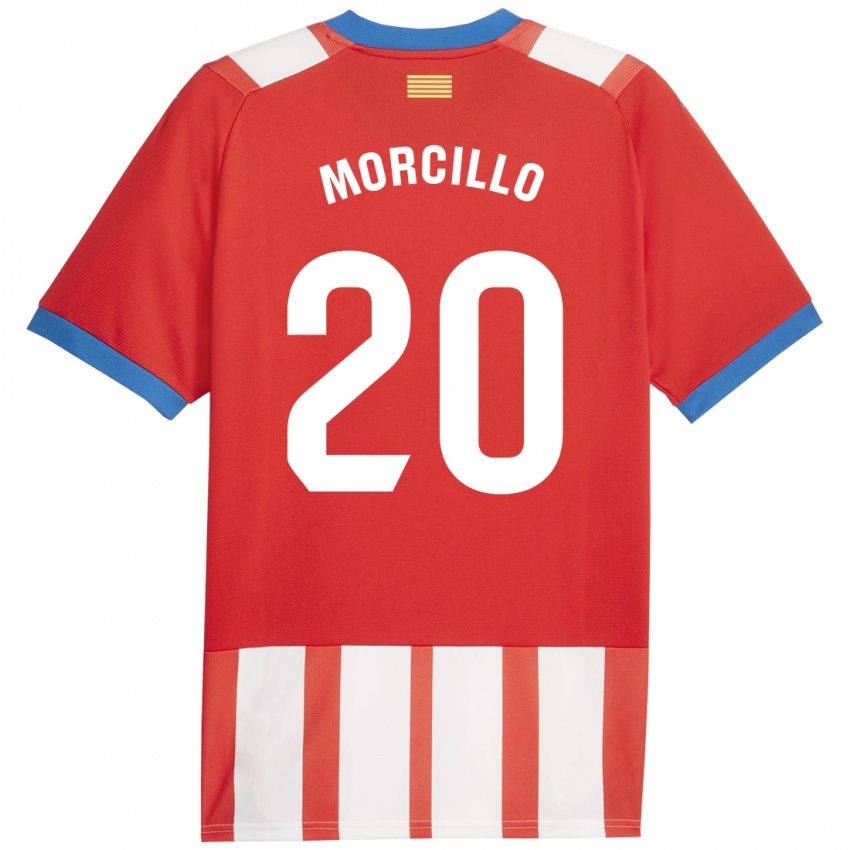 Hombre Camiseta Luis Morcillo #20 Rojo Blanco 1ª Equipación 2023/24 La Camisa
