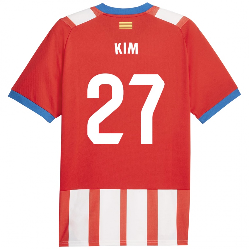 Hombre Camiseta Min-Su Kim #27 Rojo Blanco 1ª Equipación 2023/24 La Camisa