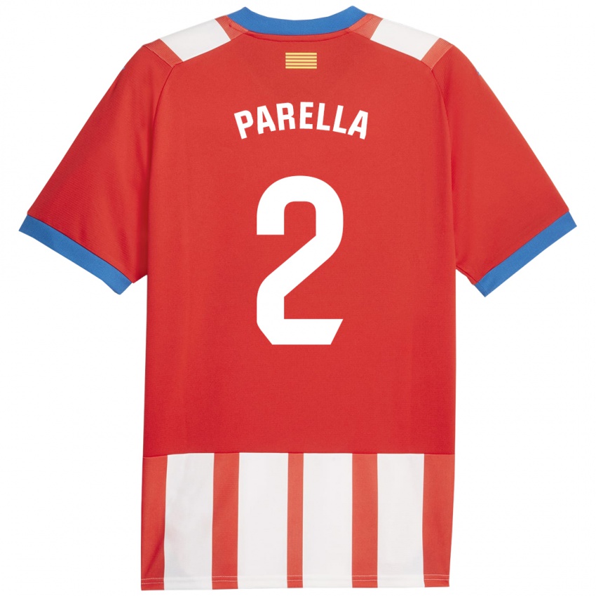 Hombre Camiseta Virginia Parella #2 Rojo Blanco 1ª Equipación 2023/24 La Camisa