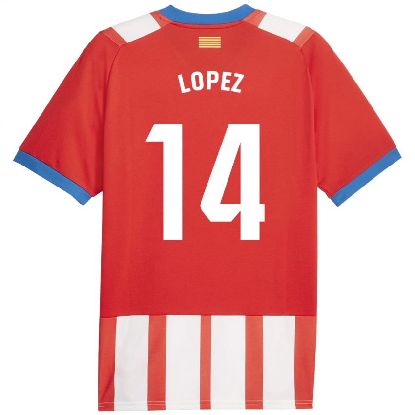Hombre Camiseta Judith López #14 Rojo Blanco 1ª Equipación 2023/24 La Camisa
