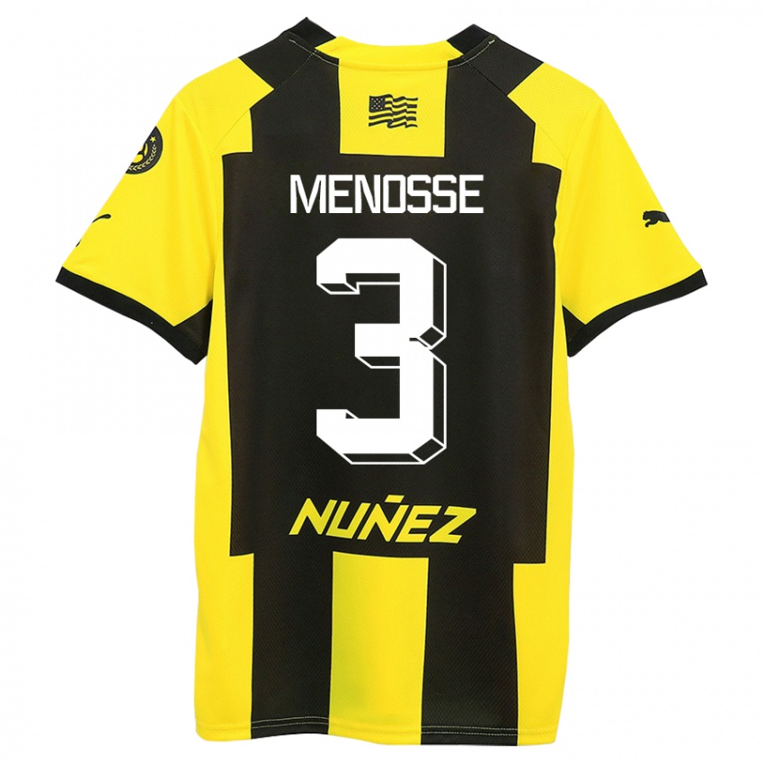 Hombre Camiseta Hernán Menosse #3 Amarillo Negro 1ª Equipación 2023/24 La Camisa