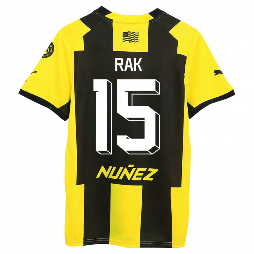 Hombre Camiseta Yonatthan Rak #15 Amarillo Negro 1ª Equipación 2023/24 La Camisa