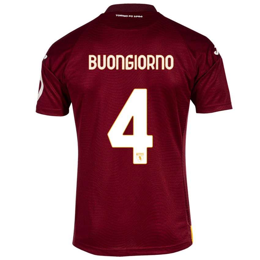 Hombre Camiseta Alessandro Buongiorno #4 Rojo Oscuro 1ª Equipación 2023/24 La Camisa