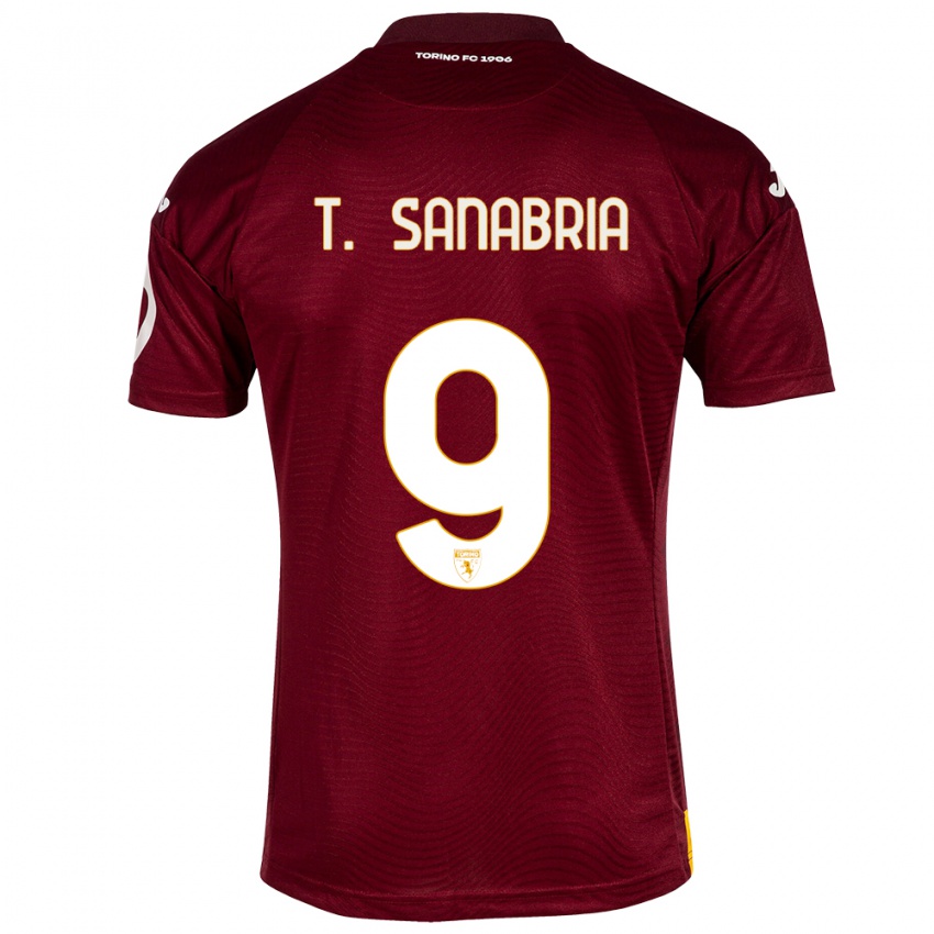 Hombre Camiseta Antonio Sanabria #9 Rojo Oscuro 1ª Equipación 2023/24 La Camisa