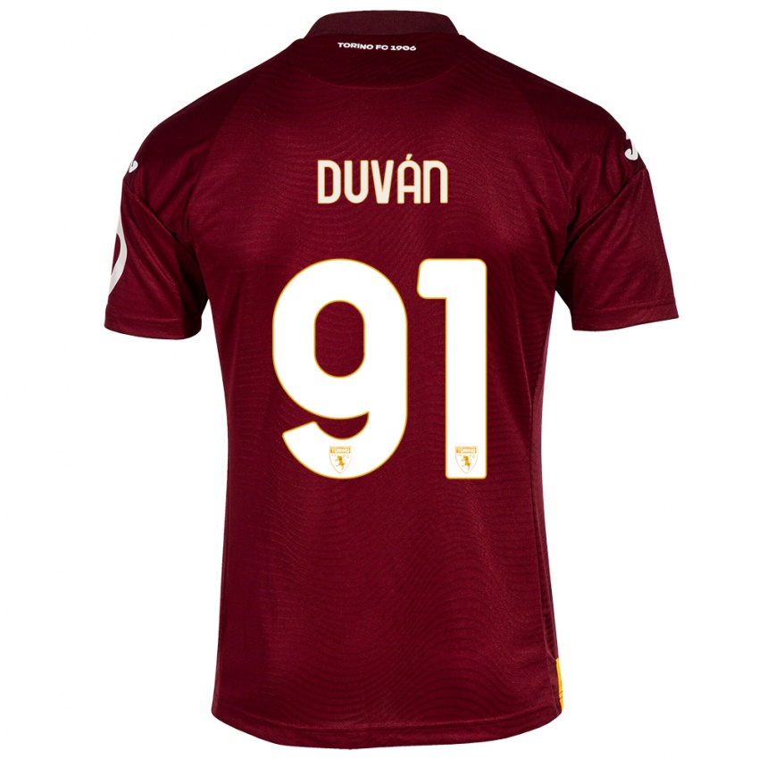 Hombre Camiseta Duvan Zapata #91 Rojo Oscuro 1ª Equipación 2023/24 La Camisa