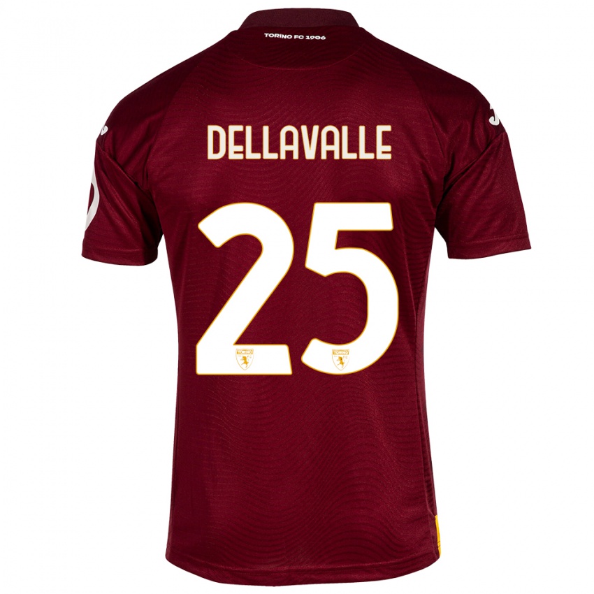 Hombre Camiseta Alessandro Dellavalle #25 Rojo Oscuro 1ª Equipación 2023/24 La Camisa