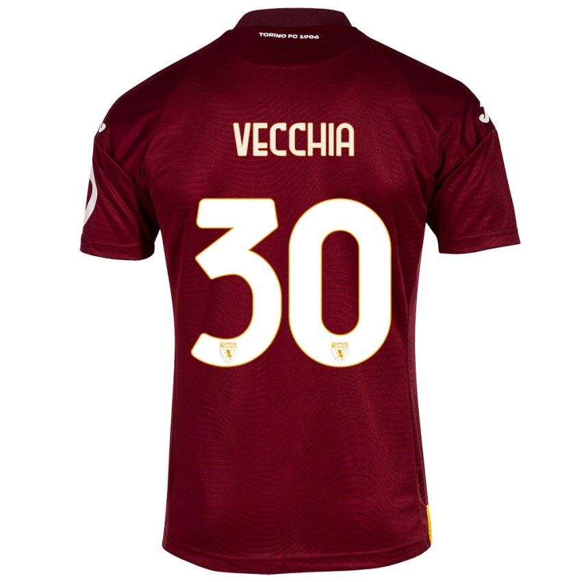 Hombre Camiseta Marco Dalla Vecchia #30 Rojo Oscuro 1ª Equipación 2023/24 La Camisa