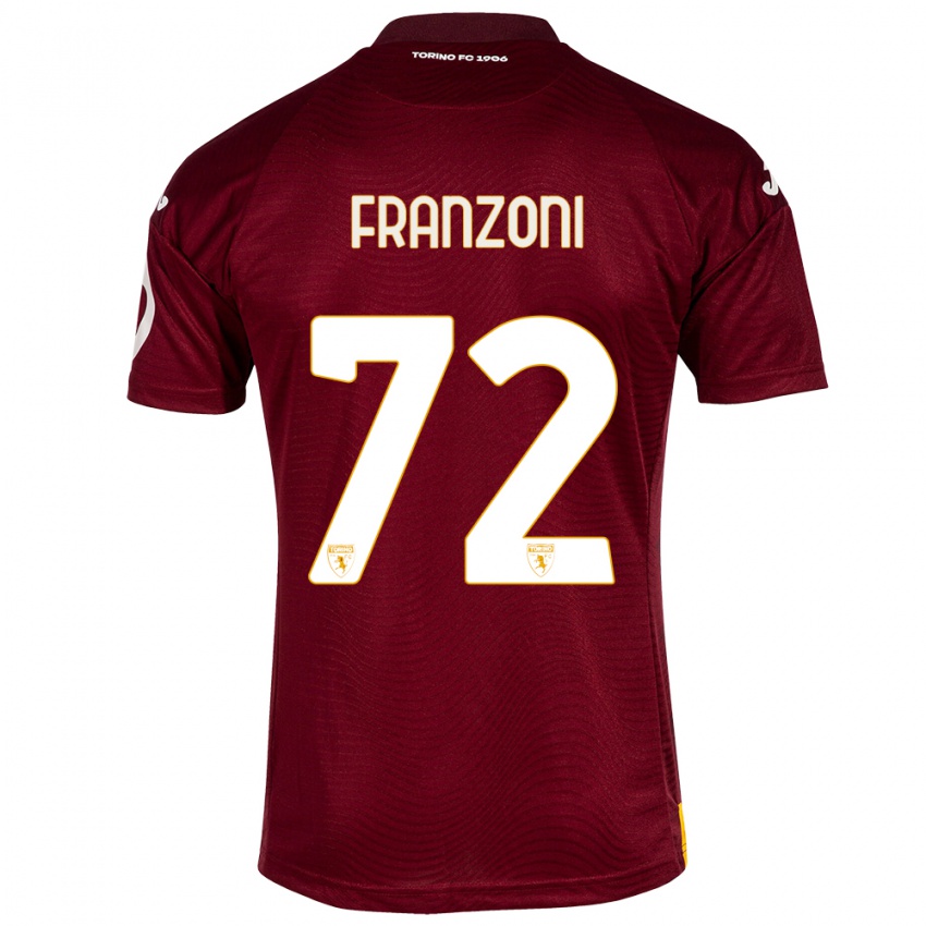 Hombre Camiseta Nicolò Franzoni #72 Rojo Oscuro 1ª Equipación 2023/24 La Camisa