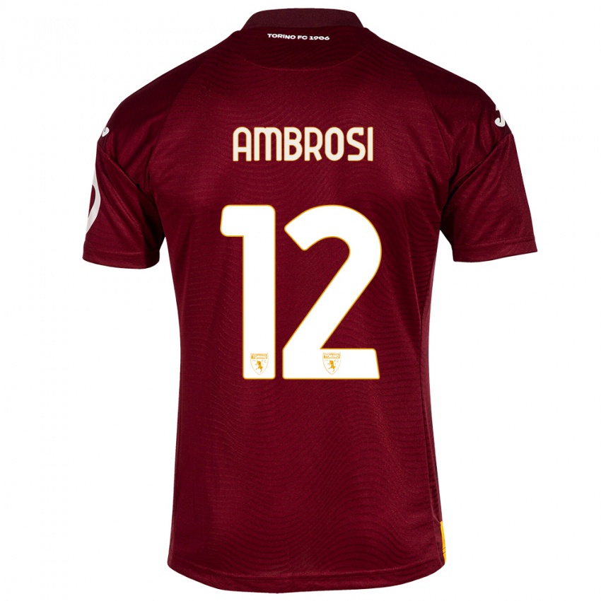 Hombre Camiseta Martina Ambrosi #12 Rojo Oscuro 1ª Equipación 2023/24 La Camisa