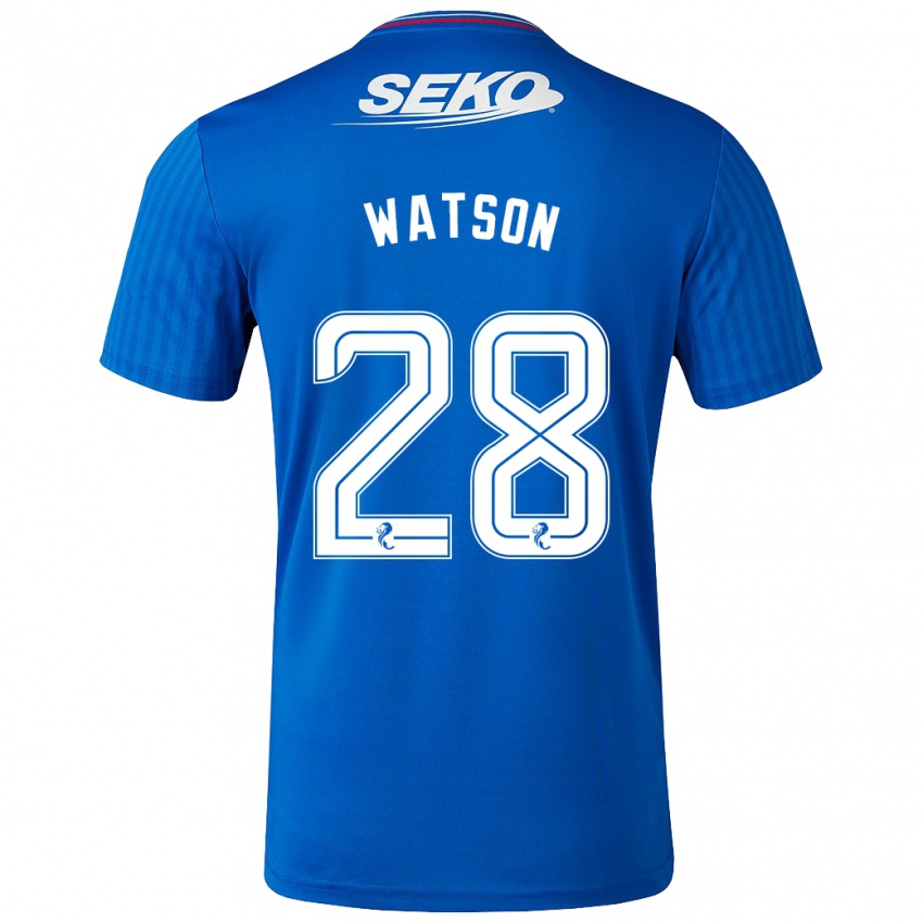 Hombre Camiseta Emma Watson #28 Azul 1ª Equipación 2023/24 La Camisa