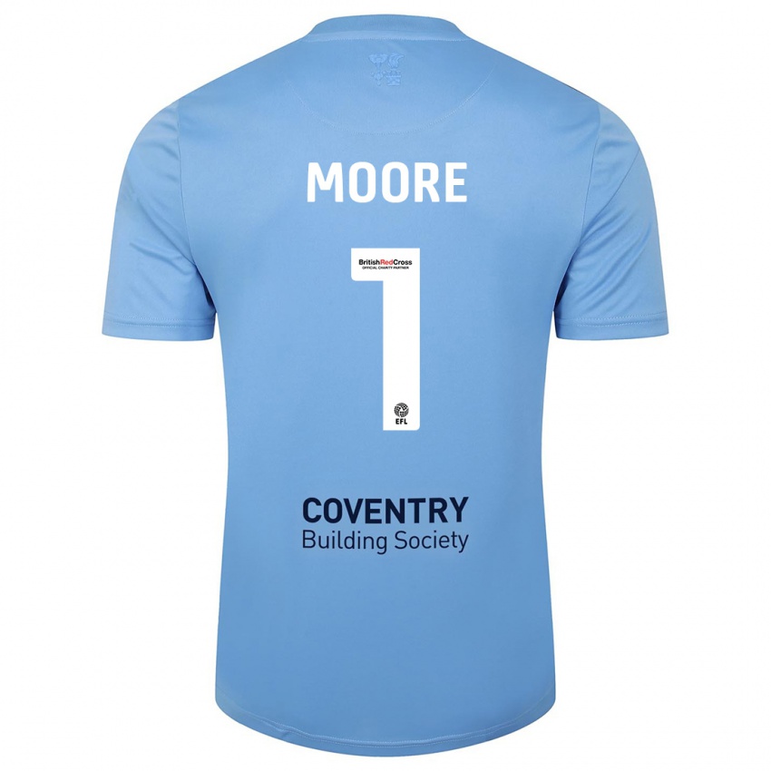 Hombre Camiseta Simon Moore #1 Cielo Azul 1ª Equipación 2023/24 La Camisa