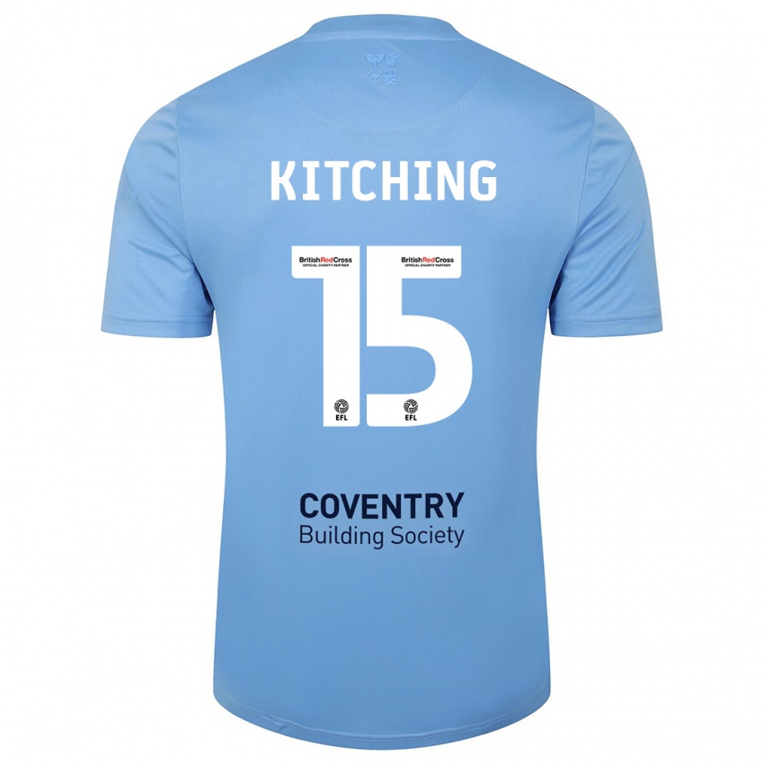 Hombre Camiseta Liam Kitching #15 Cielo Azul 1ª Equipación 2023/24 La Camisa