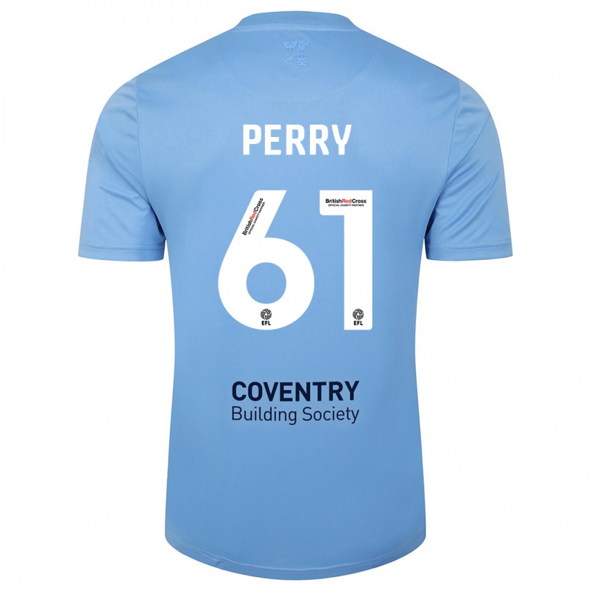 Hombre Camiseta Callum Perry #61 Cielo Azul 1ª Equipación 2023/24 La Camisa