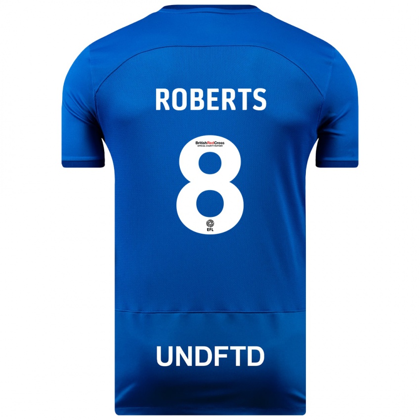 Hombre Camiseta Tyler Roberts #8 Azul 1ª Equipación 2023/24 La Camisa
