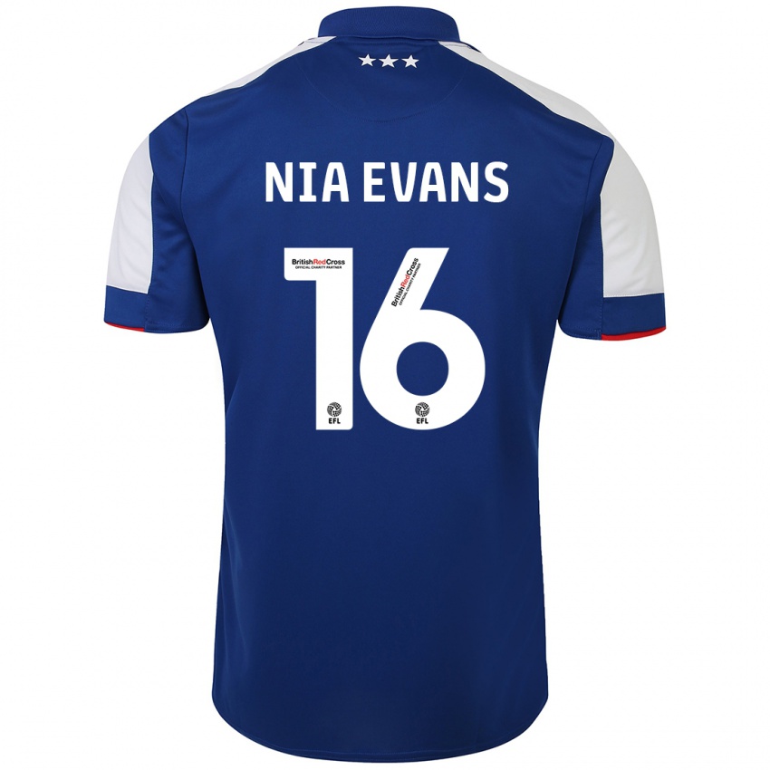 Hombre Camiseta Nia Evans #16 Azul 1ª Equipación 2023/24 La Camisa