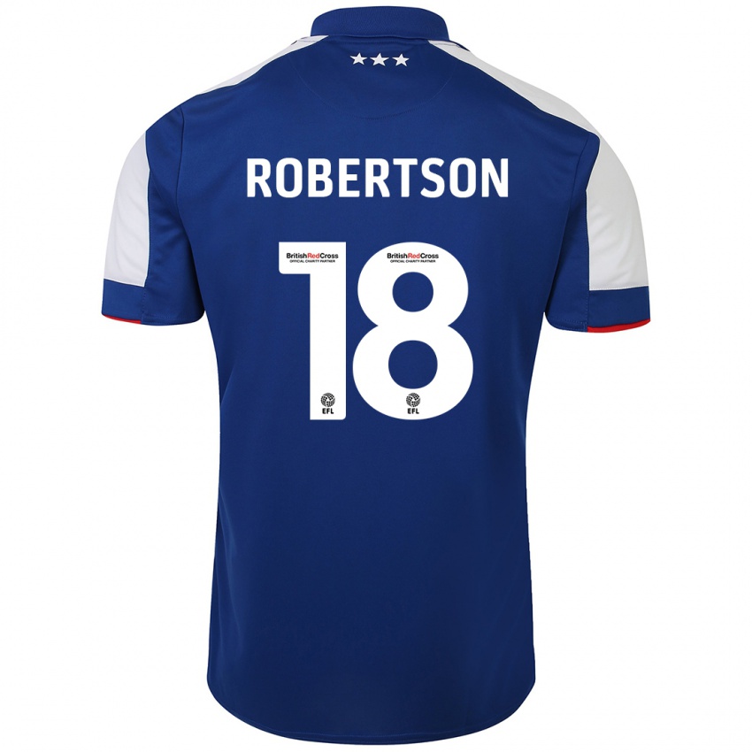 Hombre Camiseta Kyra Robertson #18 Azul 1ª Equipación 2023/24 La Camisa