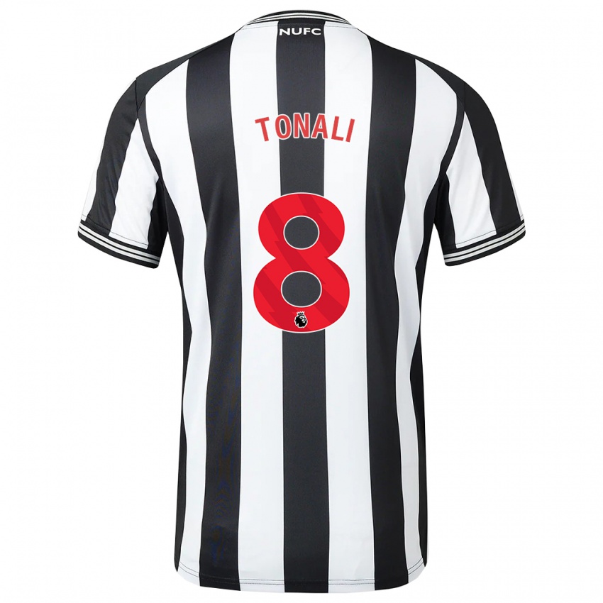 Hombre Camiseta Sandro Tonali #8 Blanco Negro 1ª Equipación 2023/24 La Camisa