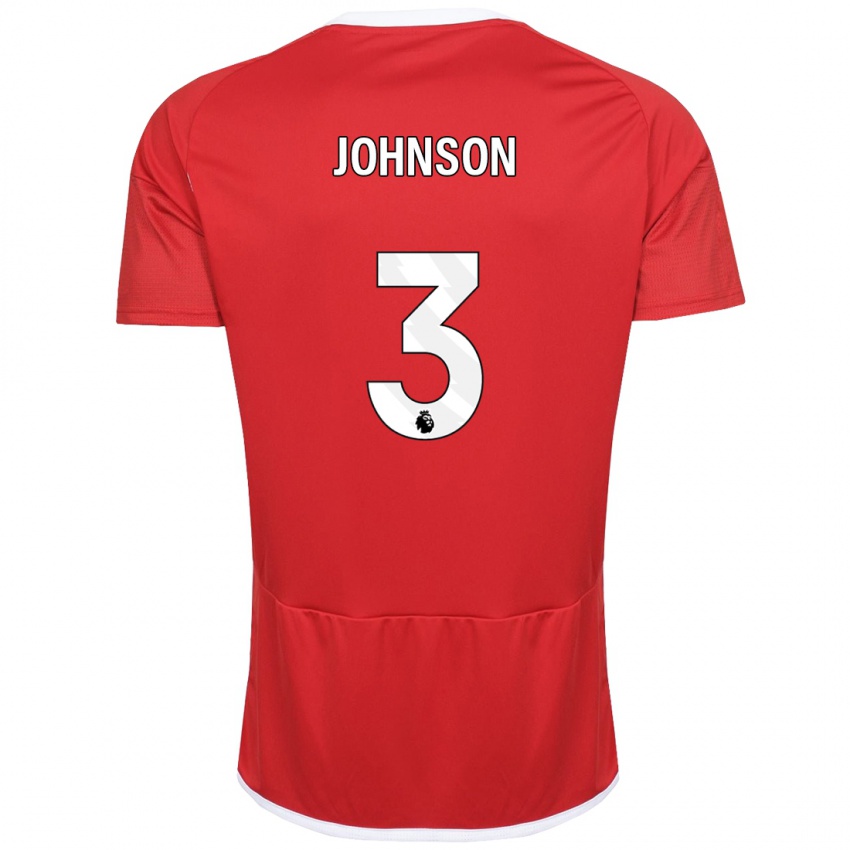 Hombre Camiseta Nat Johnson #3 Rojo 1ª Equipación 2023/24 La Camisa