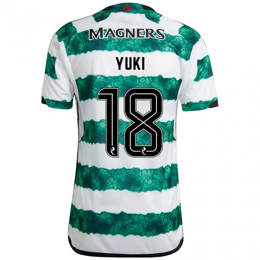 Hombre Camiseta Yuki Kobayashi #18 Verde 1ª Equipación 2023/24 La Camisa