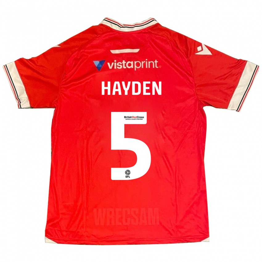 Hombre Camiseta Aaron Hayden #5 Rojo 1ª Equipación 2023/24 La Camisa