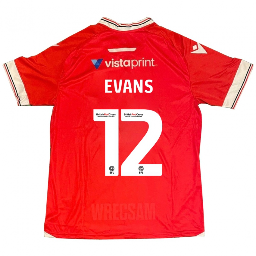Hombre Camiseta George Evans #12 Rojo 1ª Equipación 2023/24 La Camisa