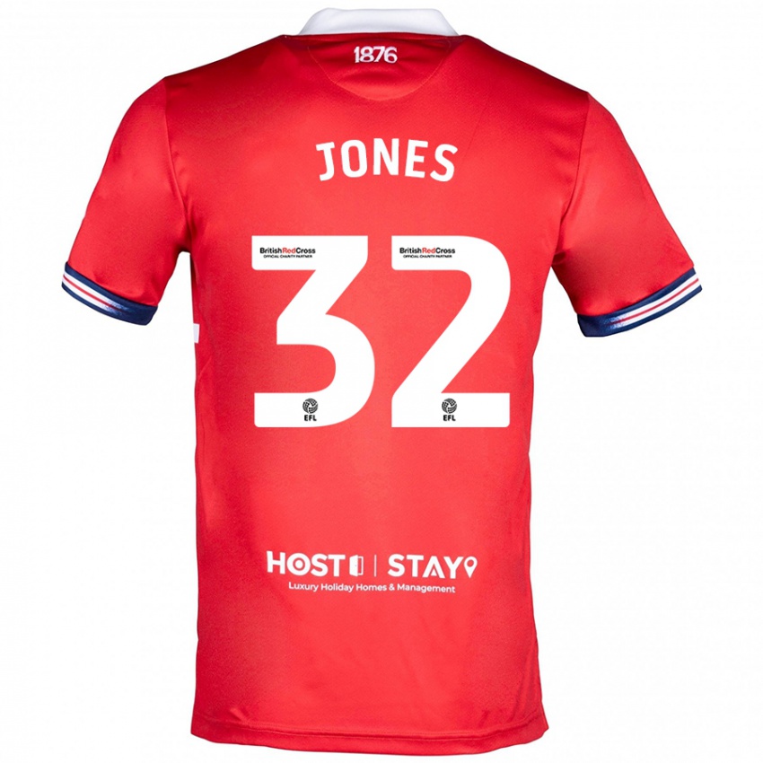 Hombre Camiseta Jamie Jones #32 Rojo 1ª Equipación 2023/24 La Camisa