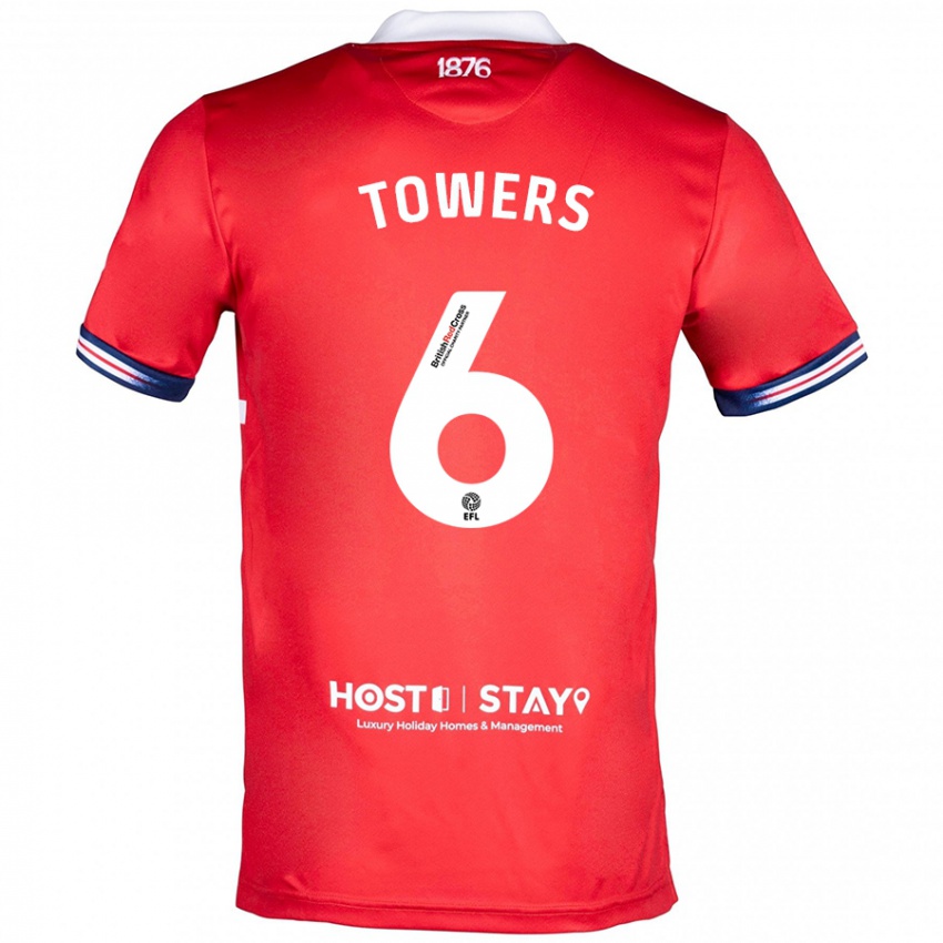 Hombre Camiseta Abby Towers #6 Rojo 1ª Equipación 2023/24 La Camisa
