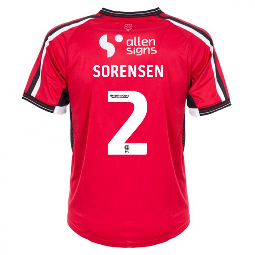 Hombre Camiseta Lasse Sörensen #2 Rojo 1ª Equipación 2023/24 La Camisa