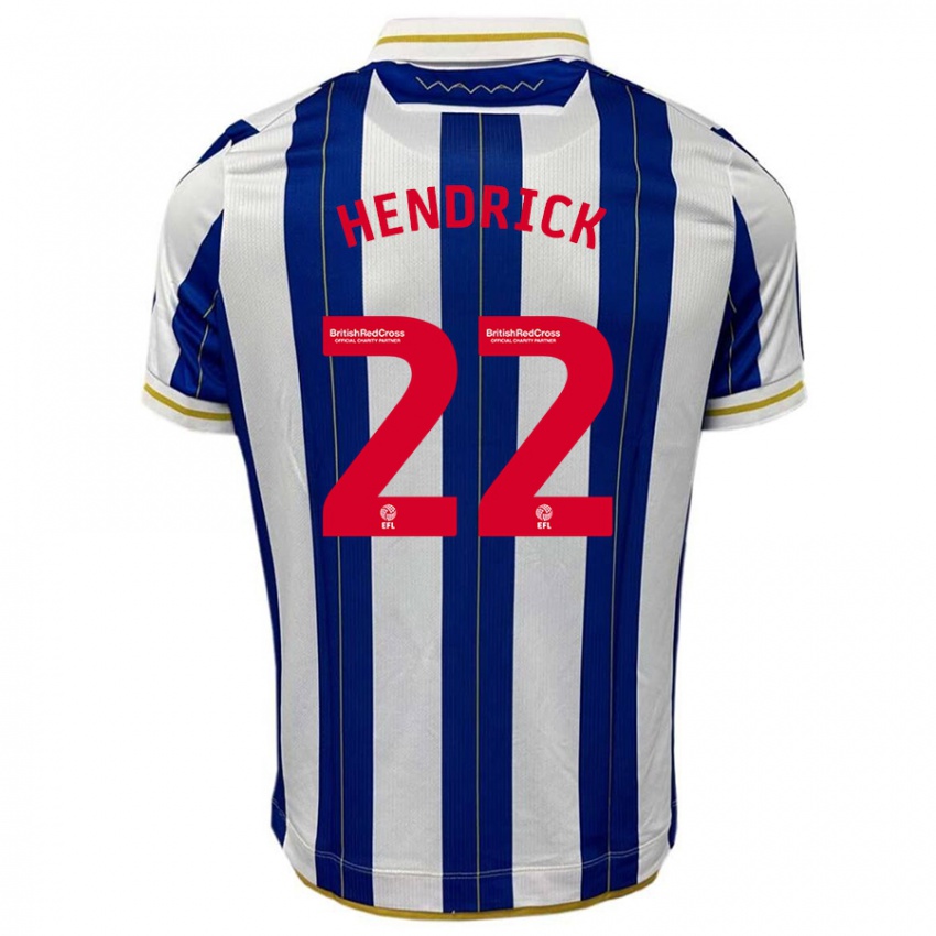 Hombre Camiseta Jeff Hendrick #22 Azul Blanco 1ª Equipación 2023/24 La Camisa