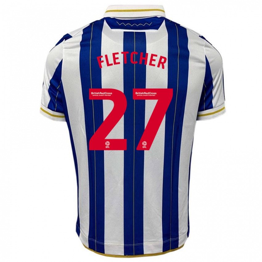 Hombre Camiseta Ashley Fletcher #27 Azul Blanco 1ª Equipación 2023/24 La Camisa