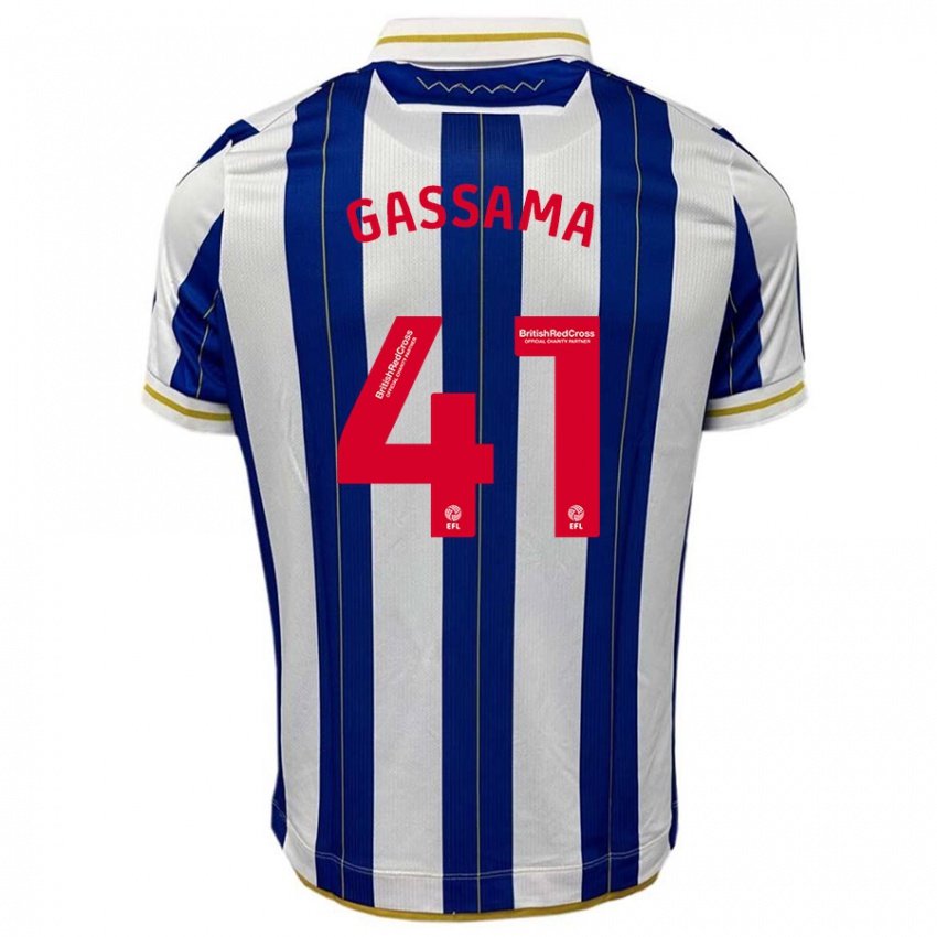 Hombre Camiseta Djeidi Gassama #41 Azul Blanco 1ª Equipación 2023/24 La Camisa