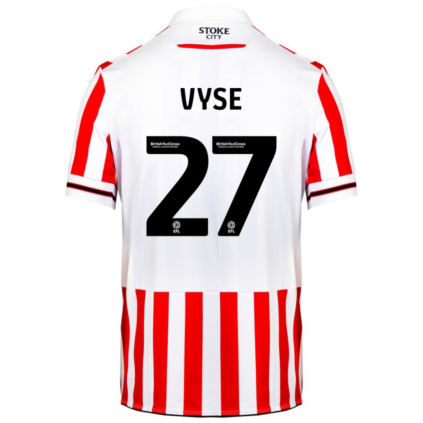 Hombre Camiseta Ryah Vyse #27 Rojo Blanco 1ª Equipación 2023/24 La Camisa