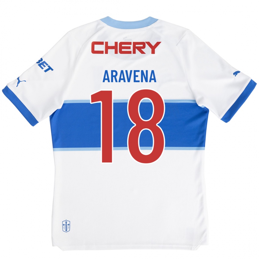 Hombre Camiseta Alexander Aravena #18 Blanco 1ª Equipación 2023/24 La Camisa