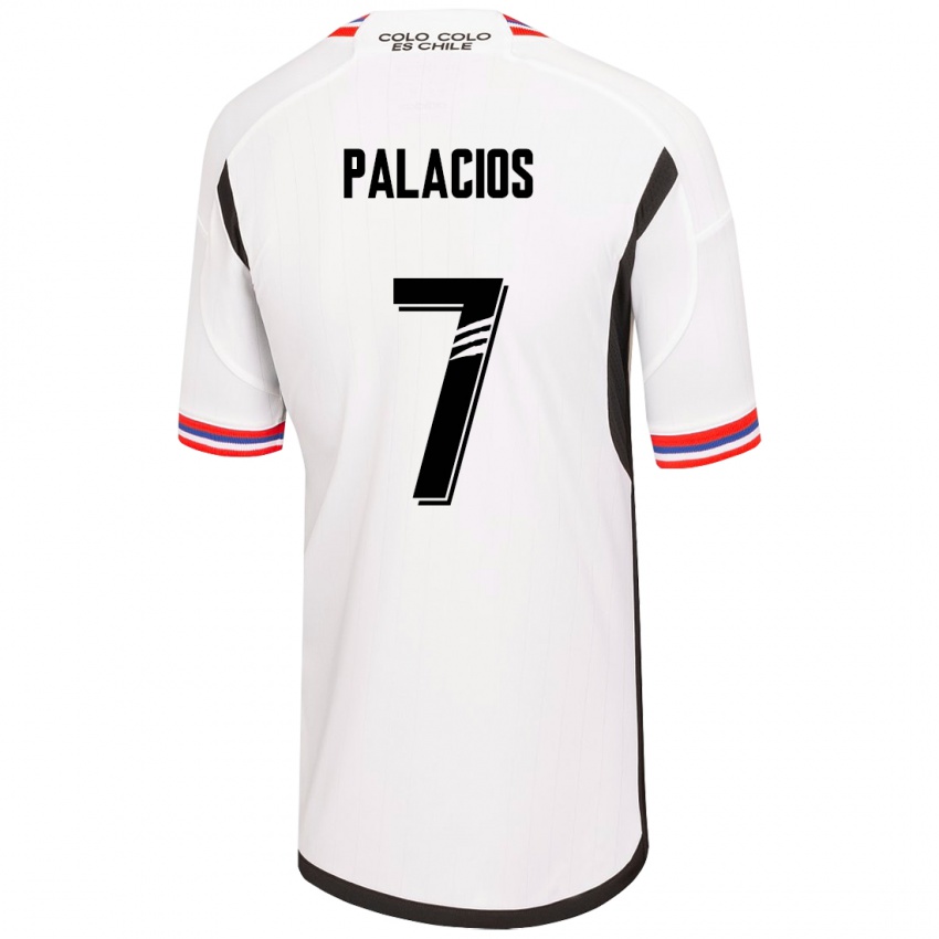 Hombre Camiseta Carlos Palacios #7 Blanco 1ª Equipación 2023/24 La Camisa