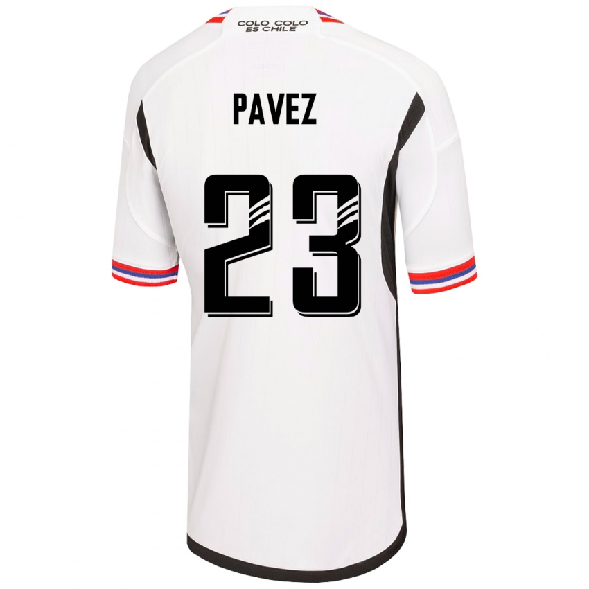 Hombre Camiseta Esteban Pavez #23 Blanco 1ª Equipación 2023/24 La Camisa