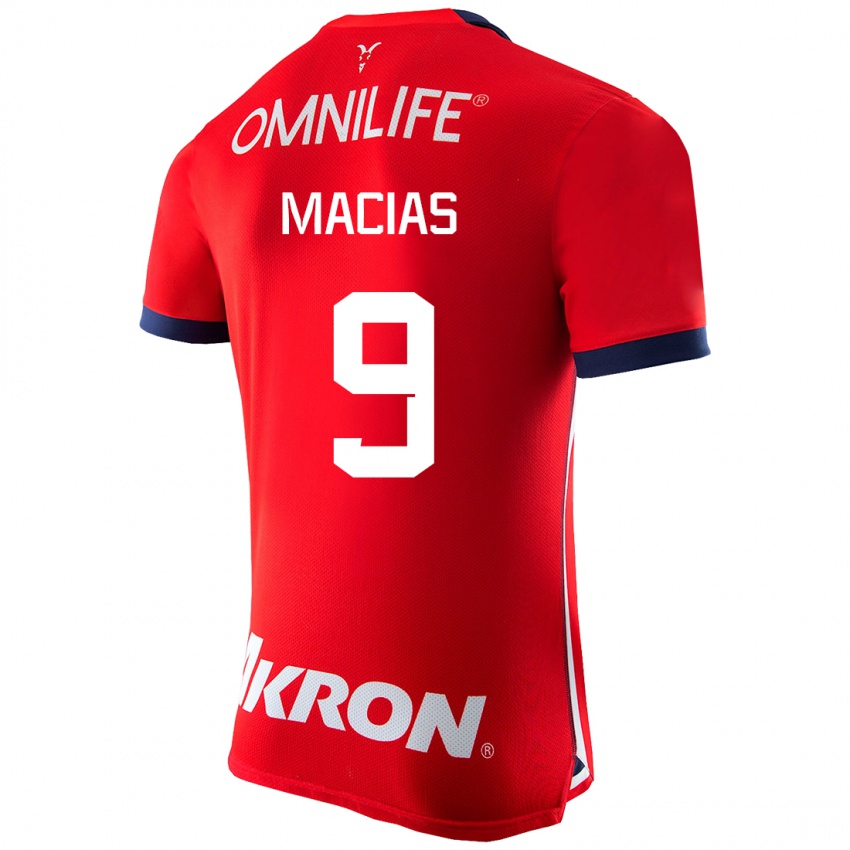 Hombre Camiseta José Juan Macías #9 Rojo 1ª Equipación 2023/24 La Camisa