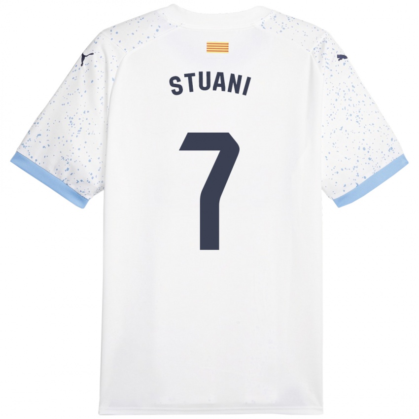 Hombre Camiseta Cristhian Stuani #7 Blanco 2ª Equipación 2023/24 La Camisa