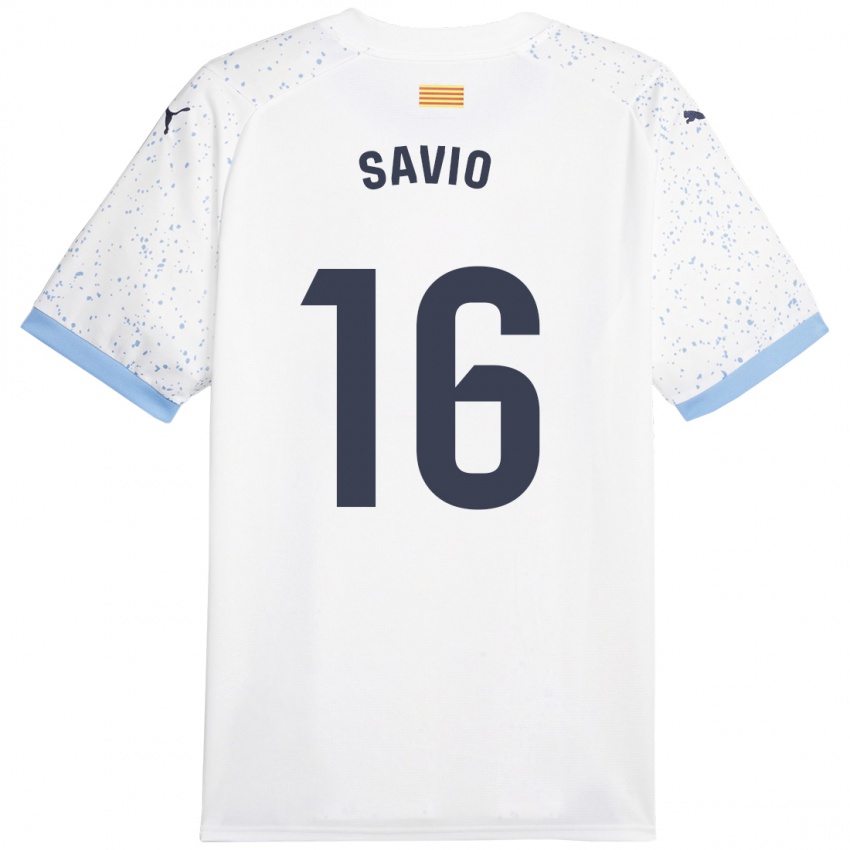 Hombre Camiseta Sávio #16 Blanco 2ª Equipación 2023/24 La Camisa
