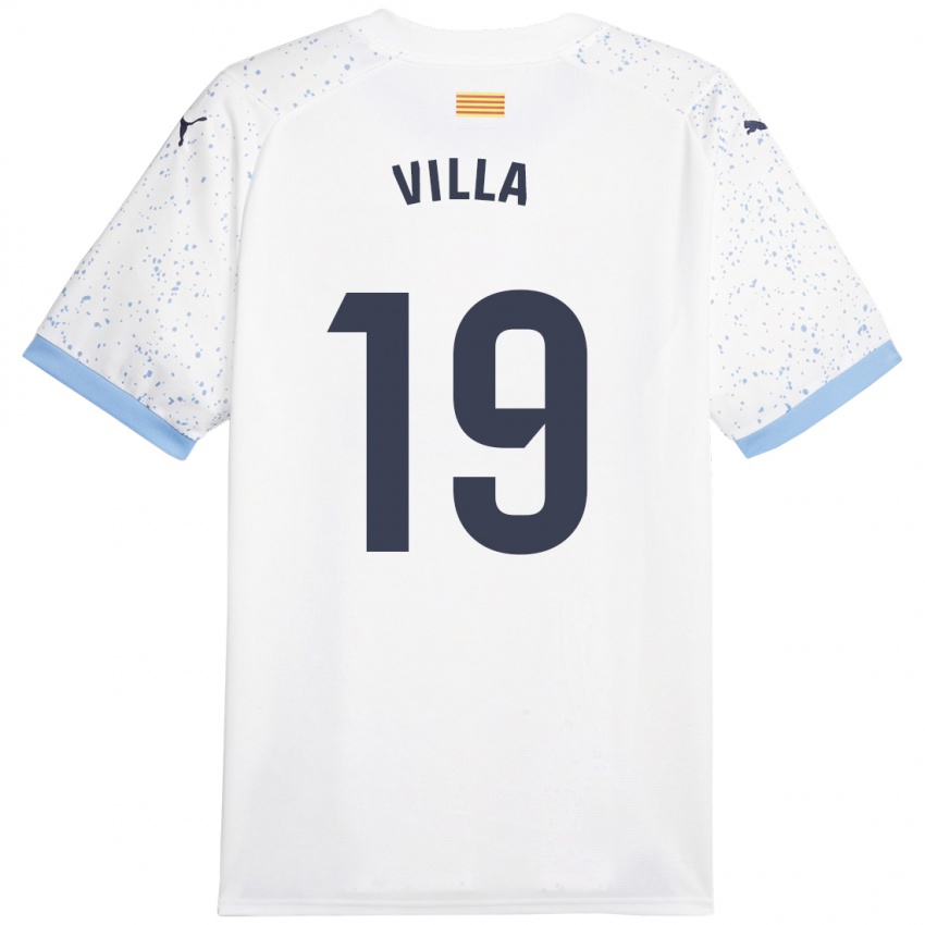 Hombre Camiseta Toni Villa #19 Blanco 2ª Equipación 2023/24 La Camisa