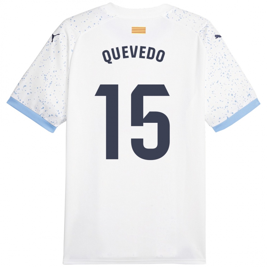 Hombre Camiseta Erik Quevedo #15 Blanco 2ª Equipación 2023/24 La Camisa