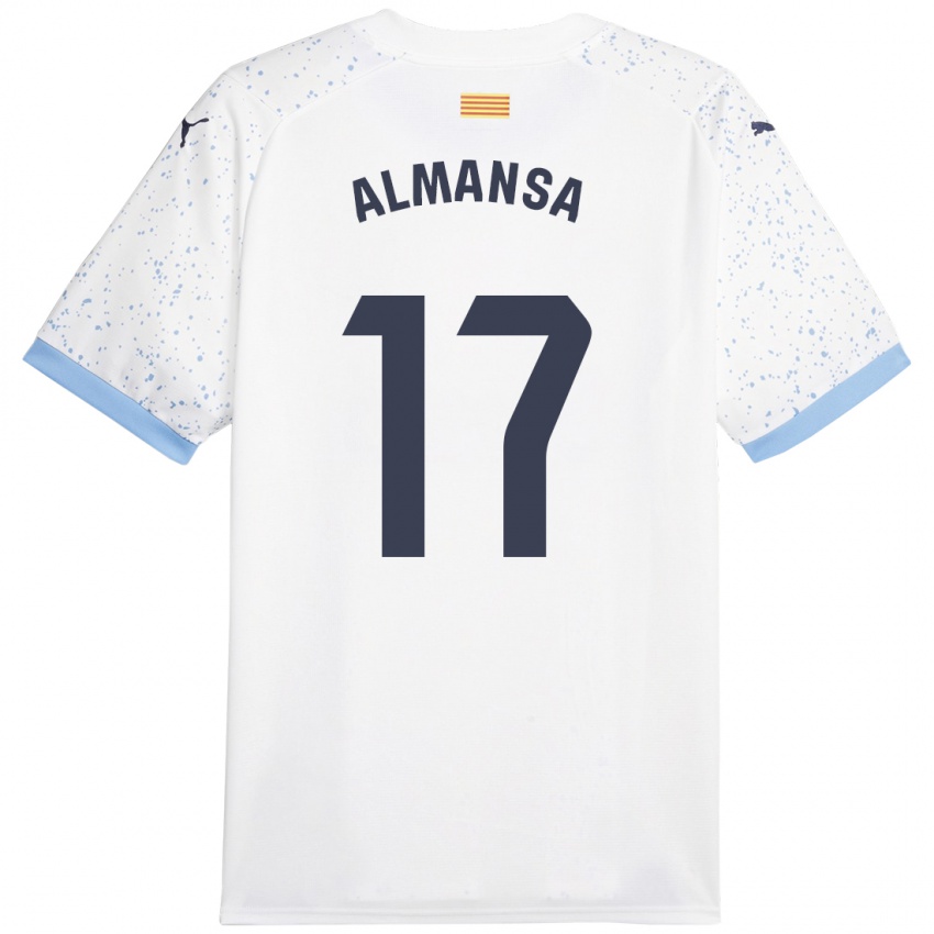 Hombre Camiseta Alex Almansa #17 Blanco 2ª Equipación 2023/24 La Camisa