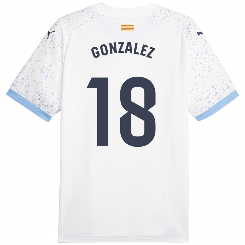 Hombre Camiseta Gerard Gonzalez #18 Blanco 2ª Equipación 2023/24 La Camisa